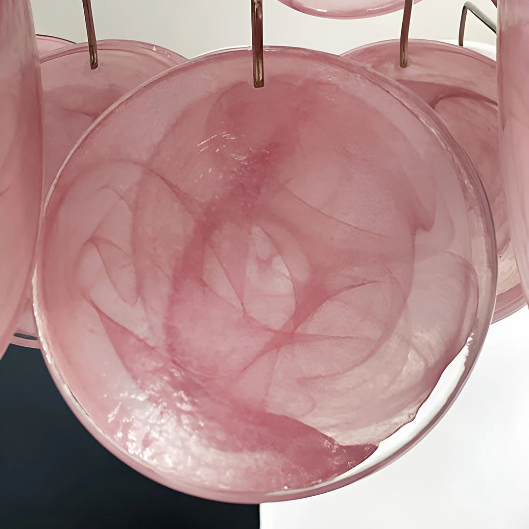 Vintage Murano Pink Disks Chandelier - Nuvé