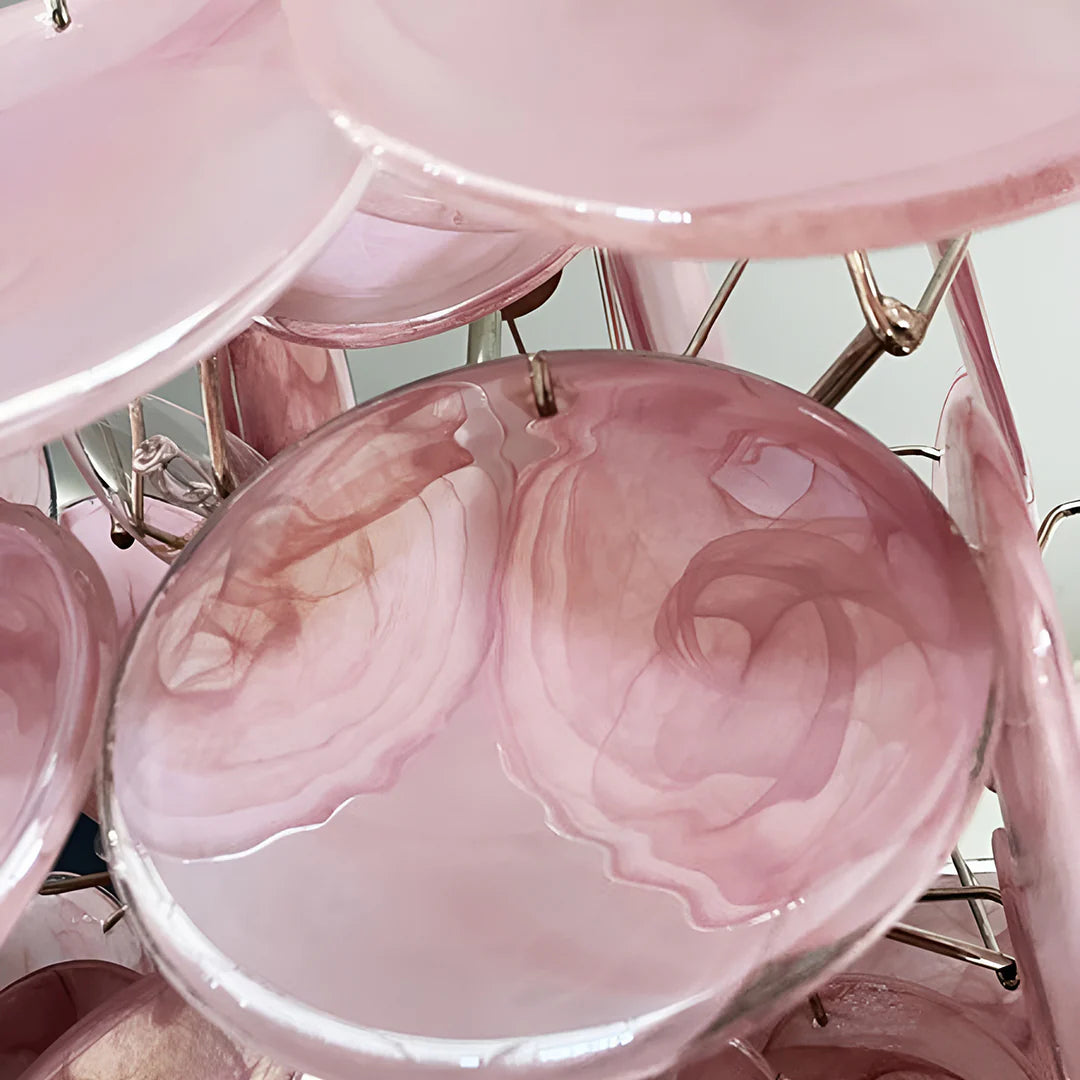 Vintage Murano Pink Disks Chandelier - Nuvé