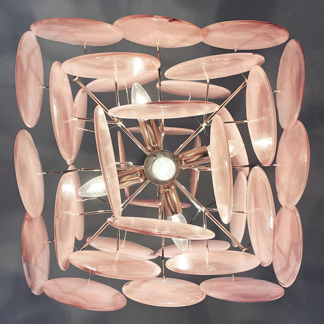 Vintage Murano Pink Disks Chandelier - Nuvé
