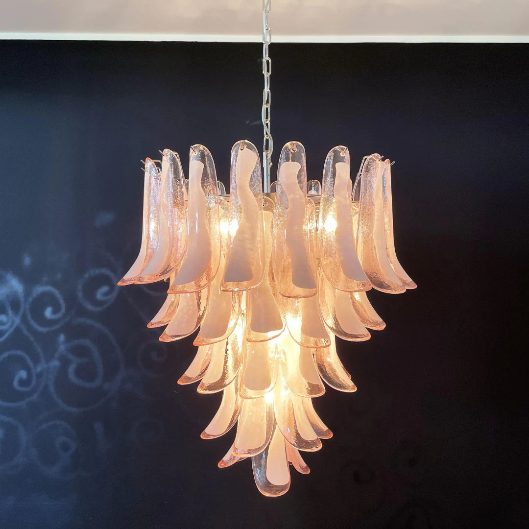 Vintage Pink Murano Glass Petals Chandelier - Nuvé