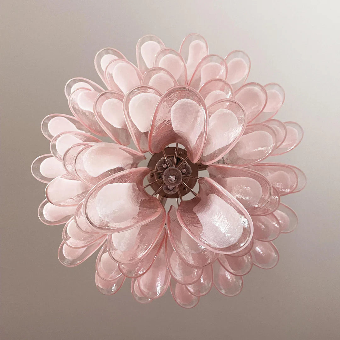 Vintage Pink Murano Glass Petals Chandelier - Nuvé