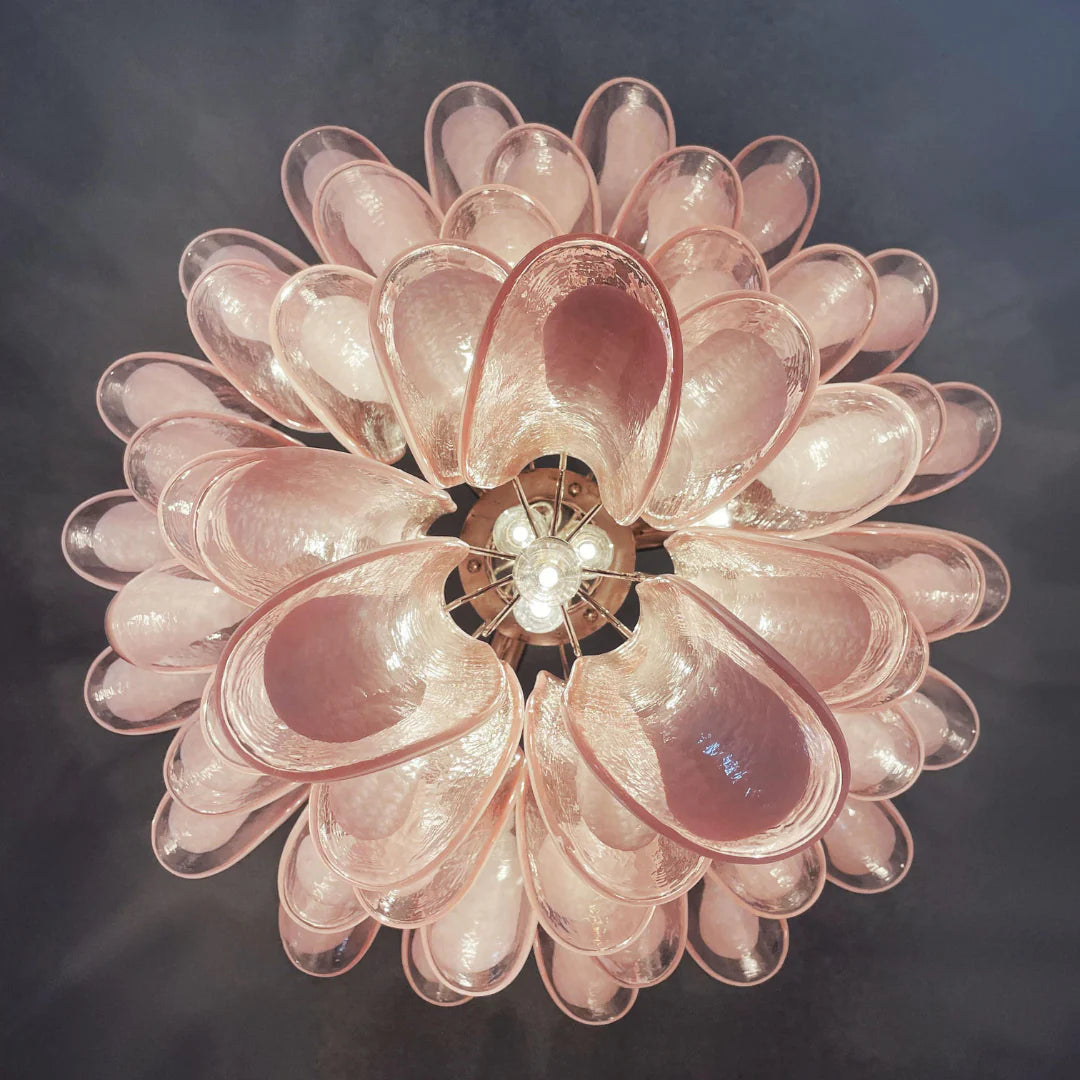 Vintage Pink Murano Glass Petals Chandelier - Nuvé
