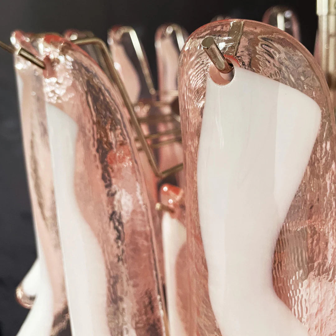 Vintage Pink Murano Glass Petals Chandelier - Nuvé