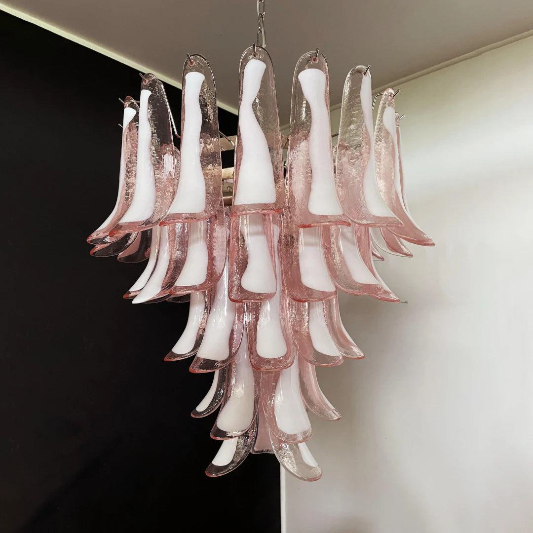 Vintage Pink Murano Glass Petals Chandelier - Nuvé