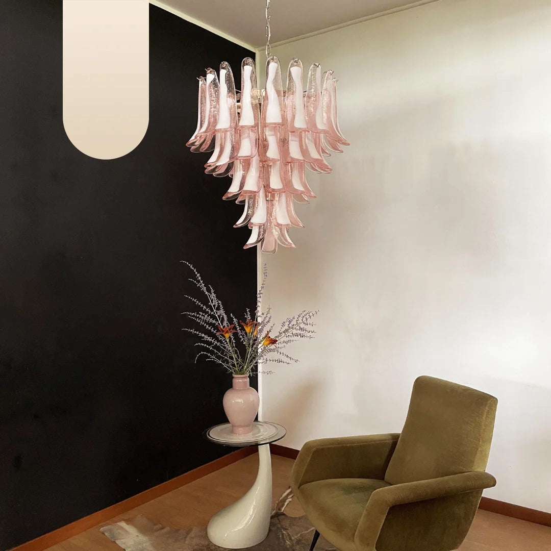 Vintage Pink Murano Glass Petals Chandelier - Nuvé