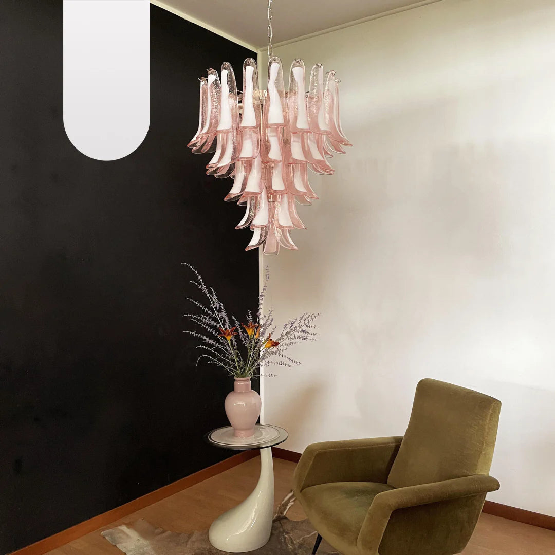 Vintage Pink Murano Glass Petals Chandelier - Nuvé