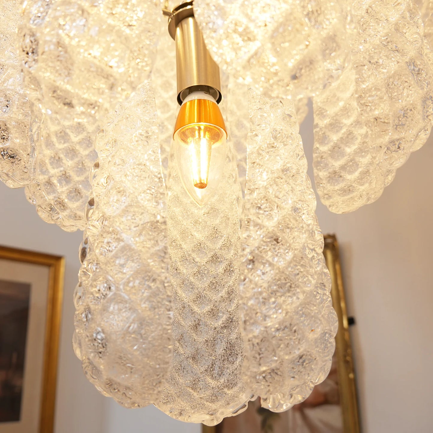 Vintage Transparent Murano Glass Petals Drop Chandelier - Nuvé