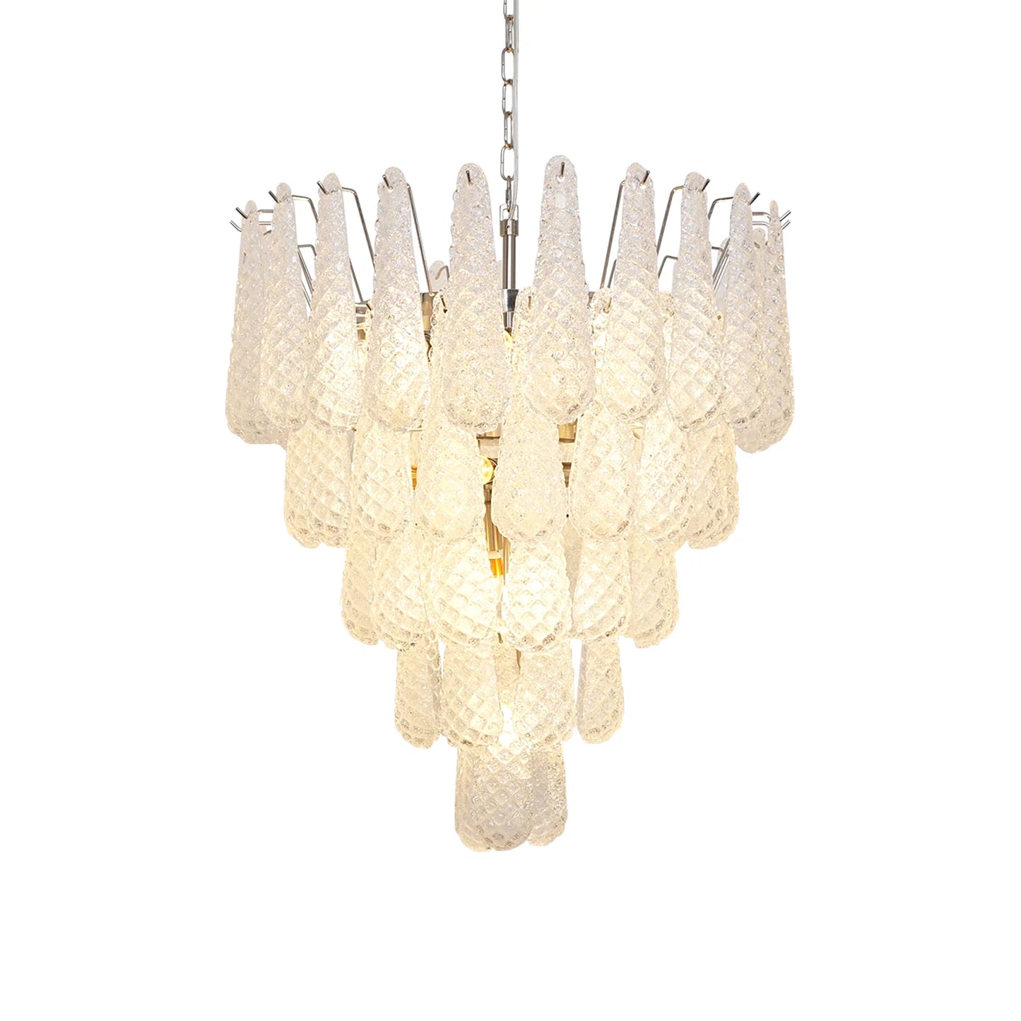 Vintage Transparent Murano Glass Petals Drop Chandelier - Nuvé