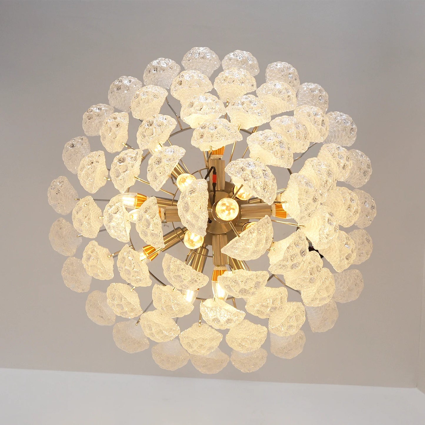 Vintage Transparent Murano Glass Petals Drop Chandelier - Nuvé