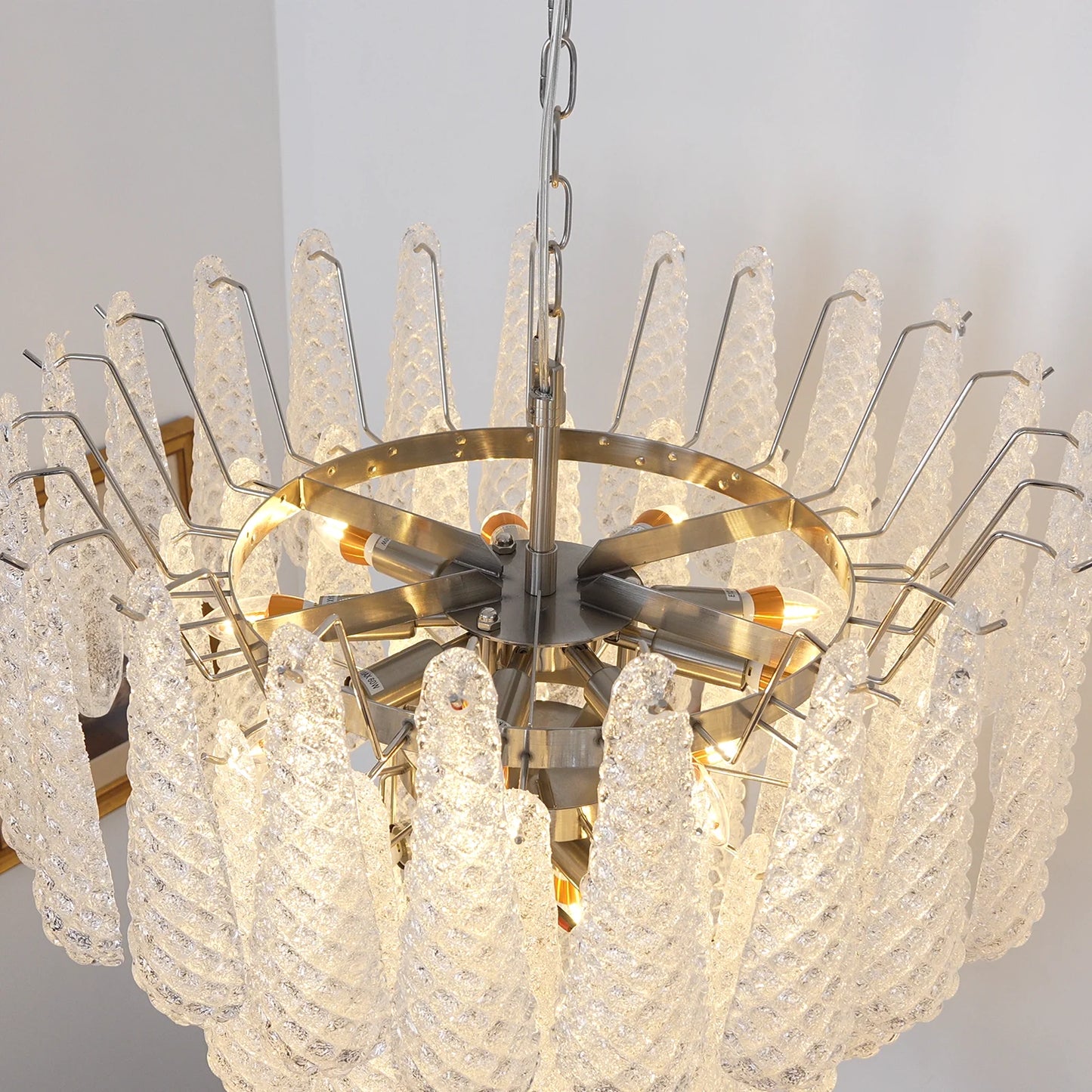 Vintage Transparent Murano Glass Petals Drop Chandelier - Nuvé