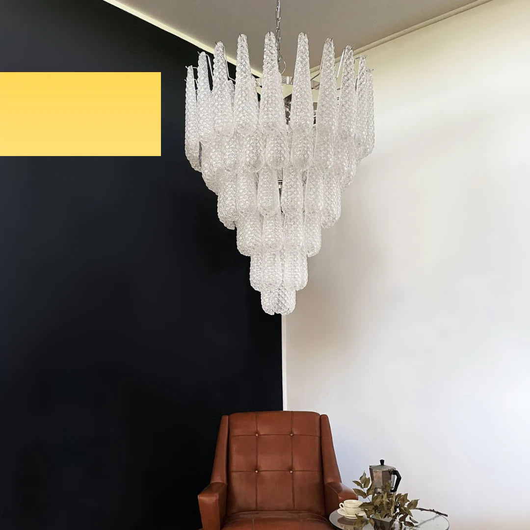 Vintage Transparent Murano Glass Petals Drop Chandelier - Nuvé