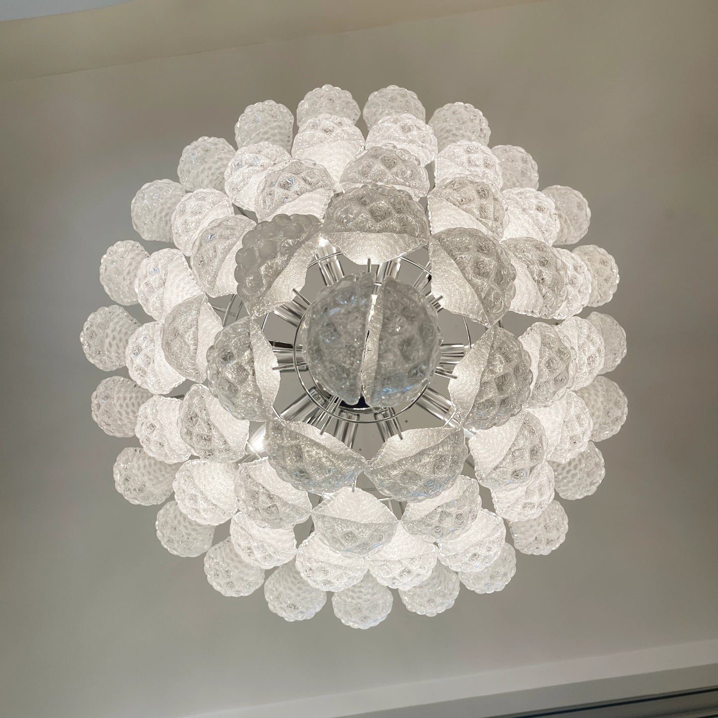 Vintage Transparent Murano Glass Petals Drop Chandelier - Nuvé