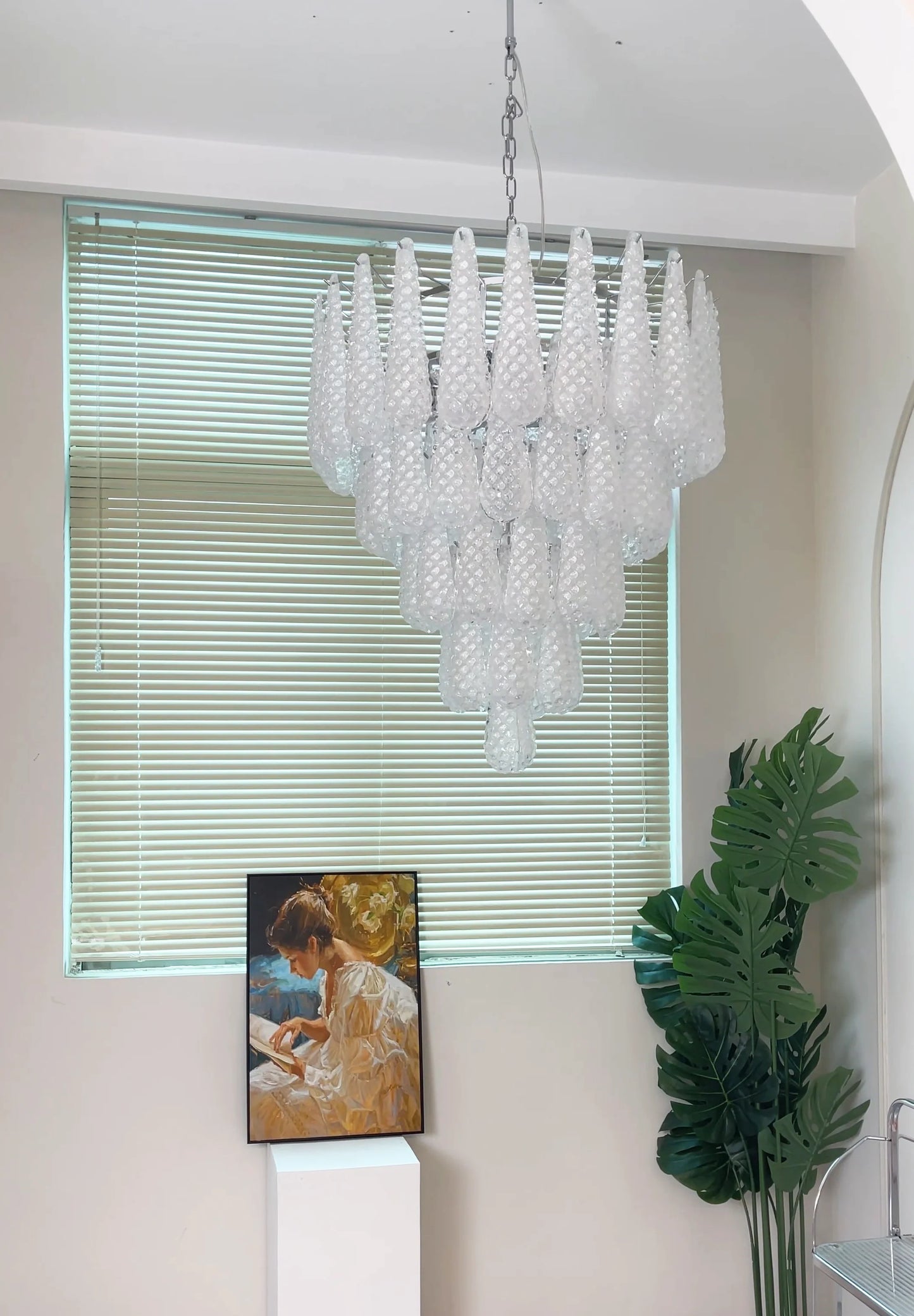 Vintage Transparent Murano Glass Petals Drop Chandelier - Nuvé
