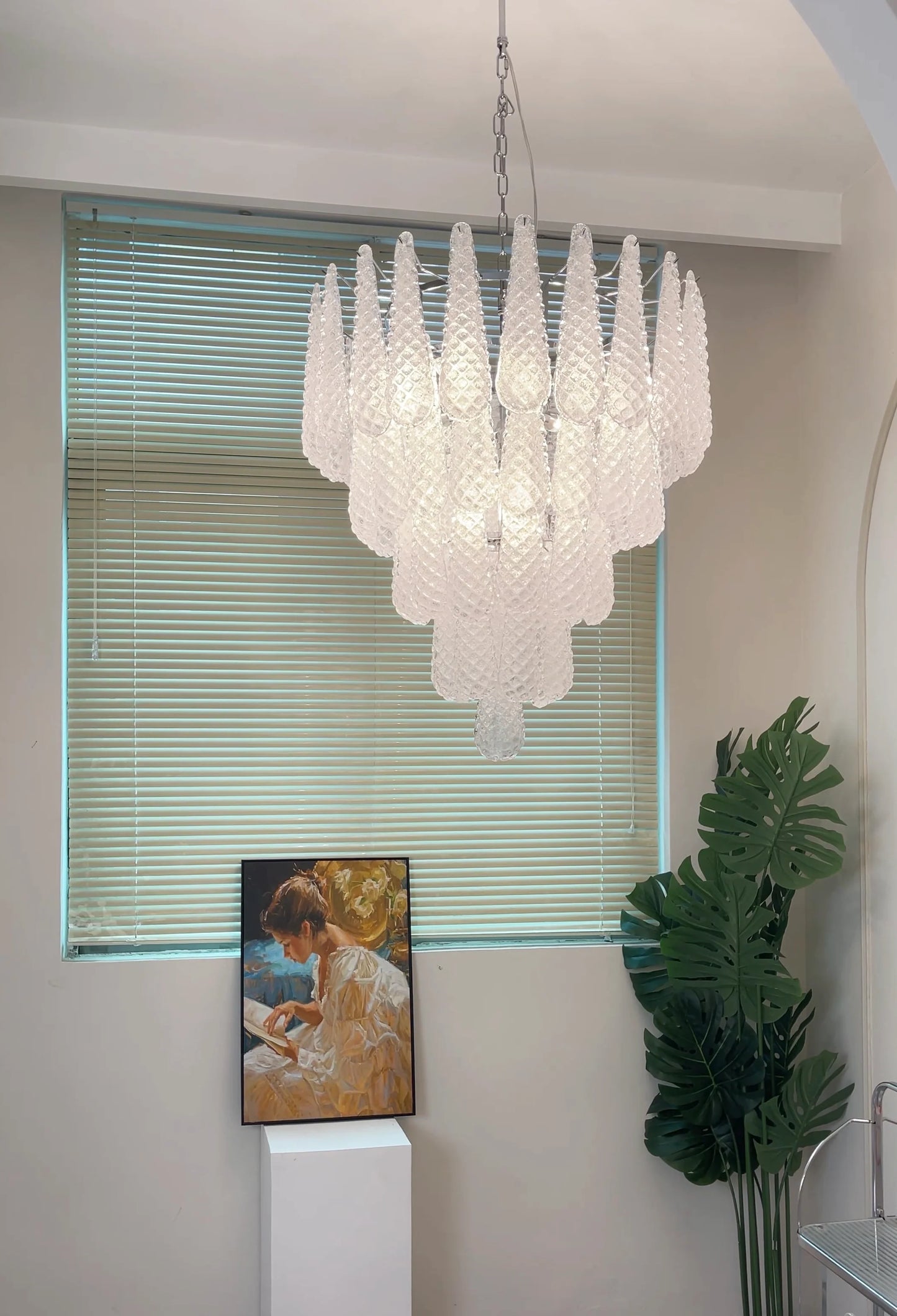 Vintage Transparent Murano Glass Petals Drop Chandelier - Nuvé