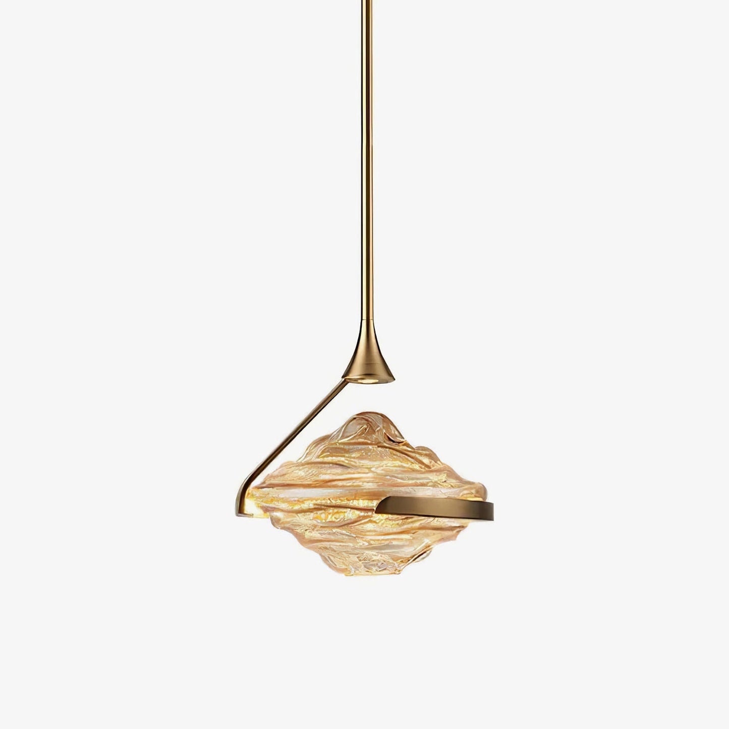 Modern wavy glass pendant light by Korewolamp with a sleek, curved design hanging from a ceiling.