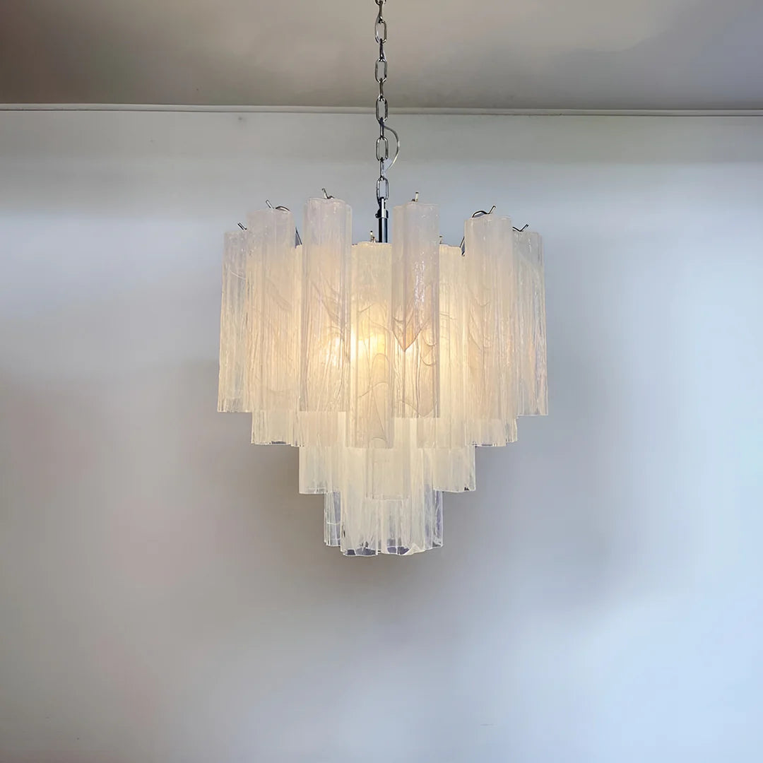 White Murano Glass Tube Chandelier - Nuvé