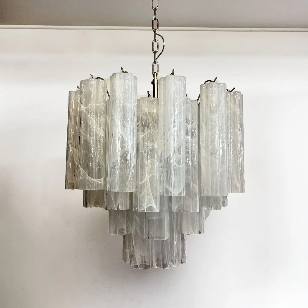 White Murano Glass Tube Chandelier - Nuvé