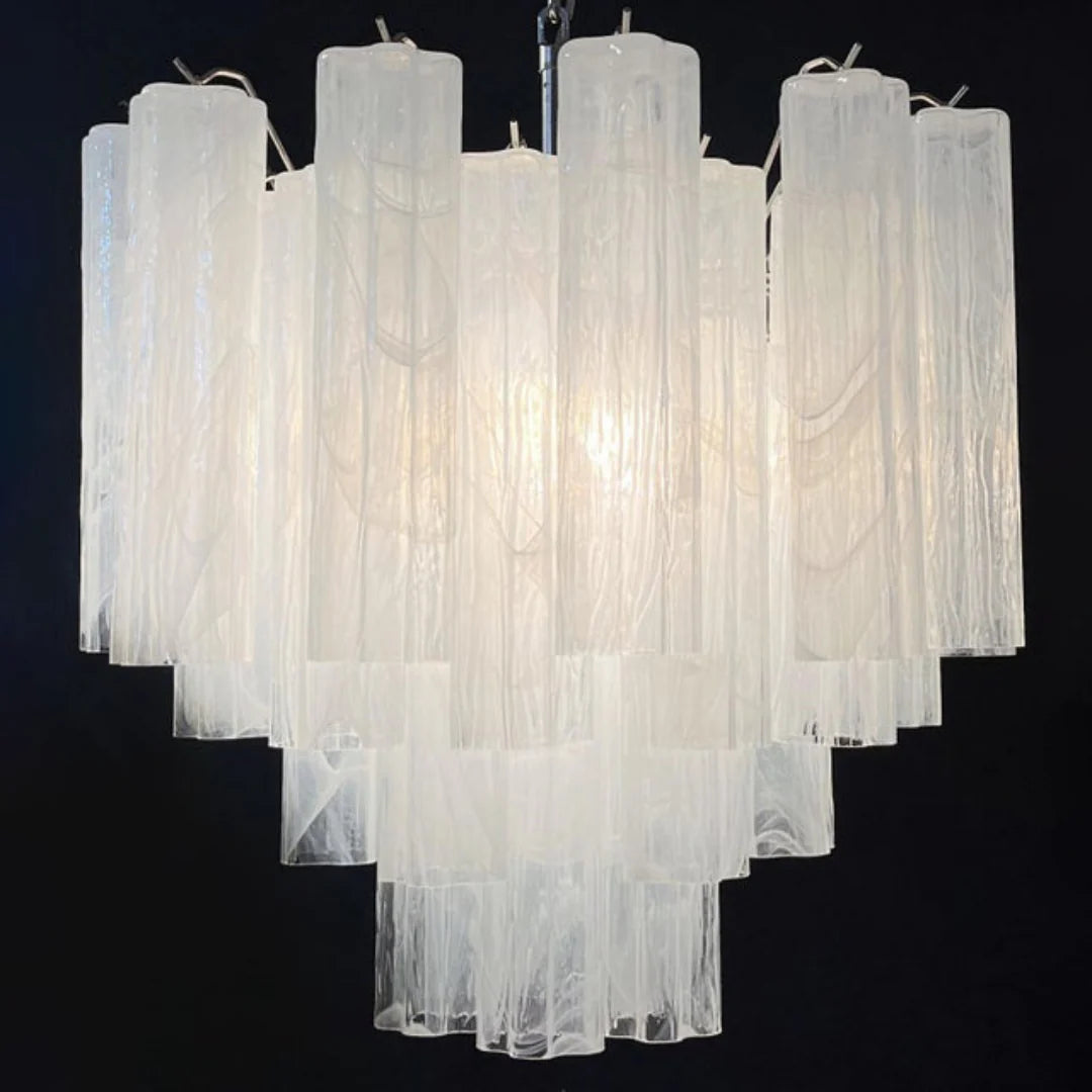 White Murano Glass Tube Chandelier - Nuvé