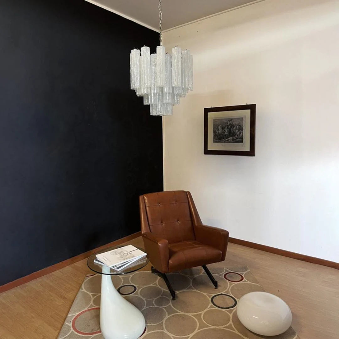 White Murano Glass Tube Chandelier - Nuvé