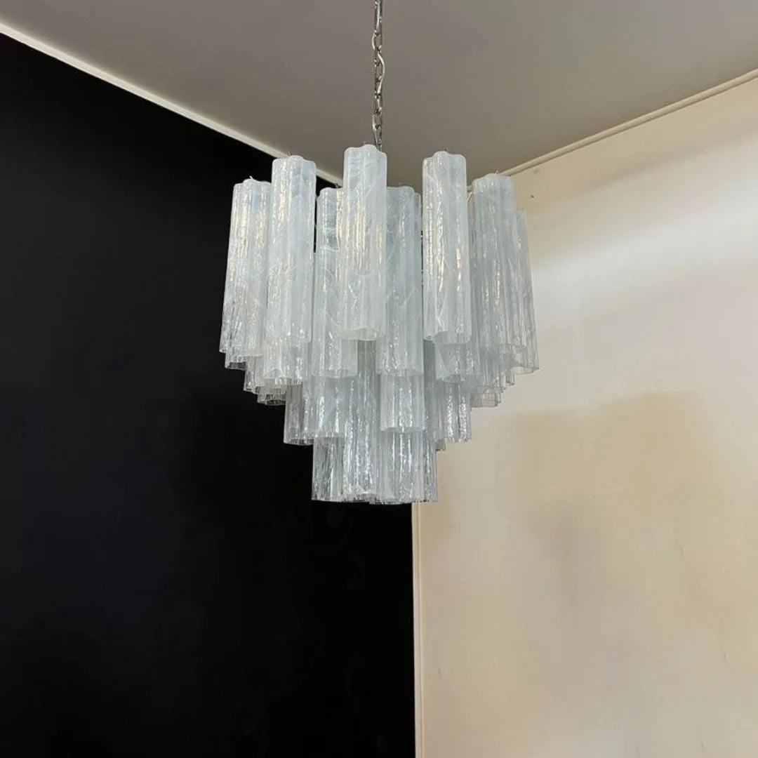 White Murano Glass Tube Chandelier - Nuvé