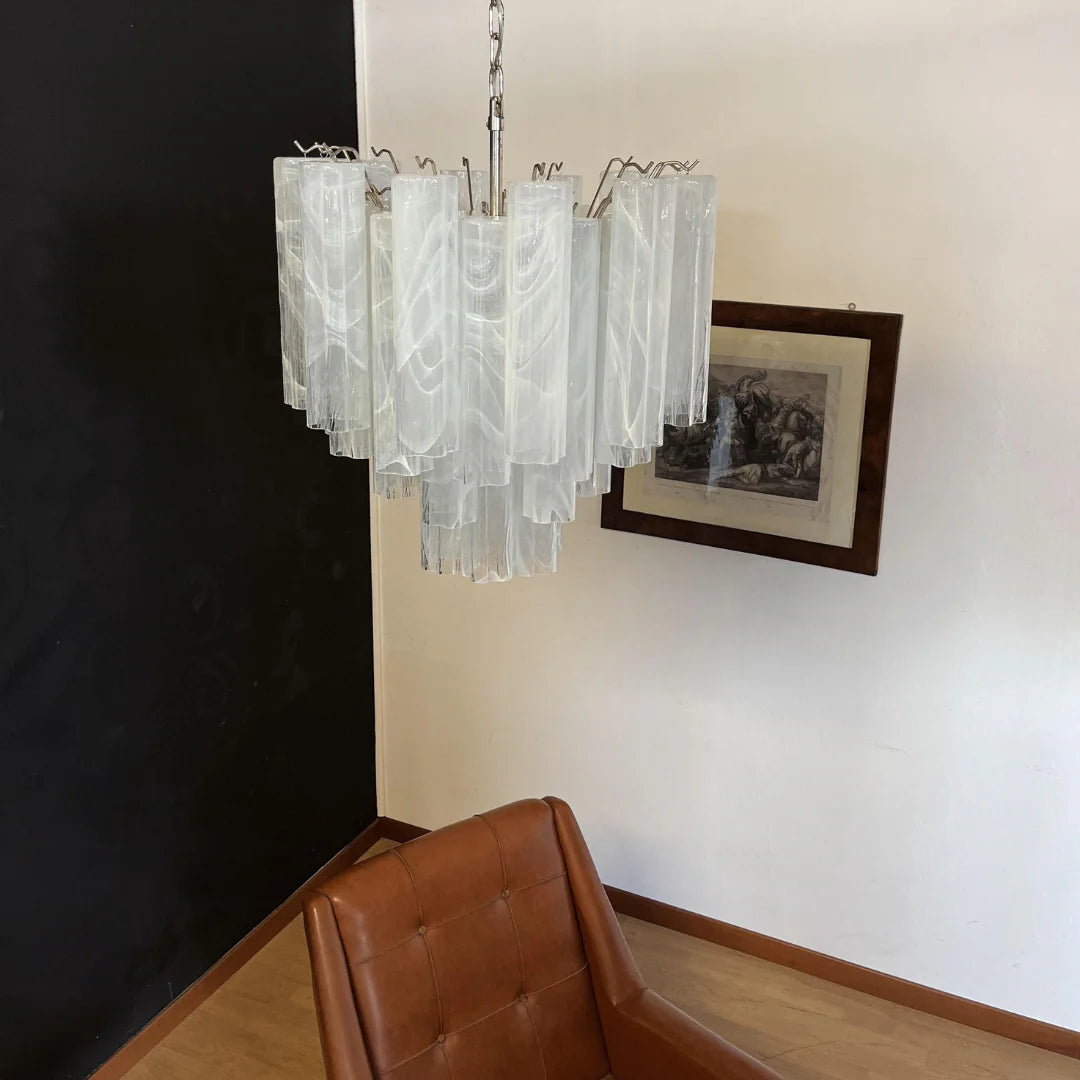 White Murano Glass Tube Chandelier - Nuvé