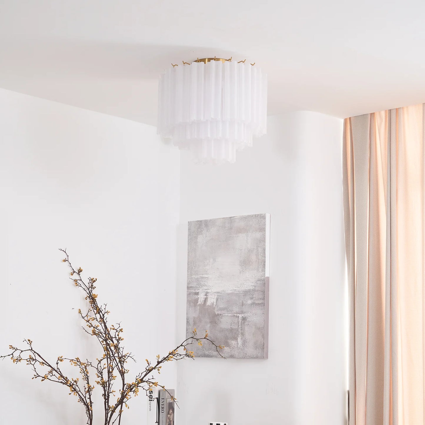 White Glass Tube Murano Ceiling Lamp - Nuvé