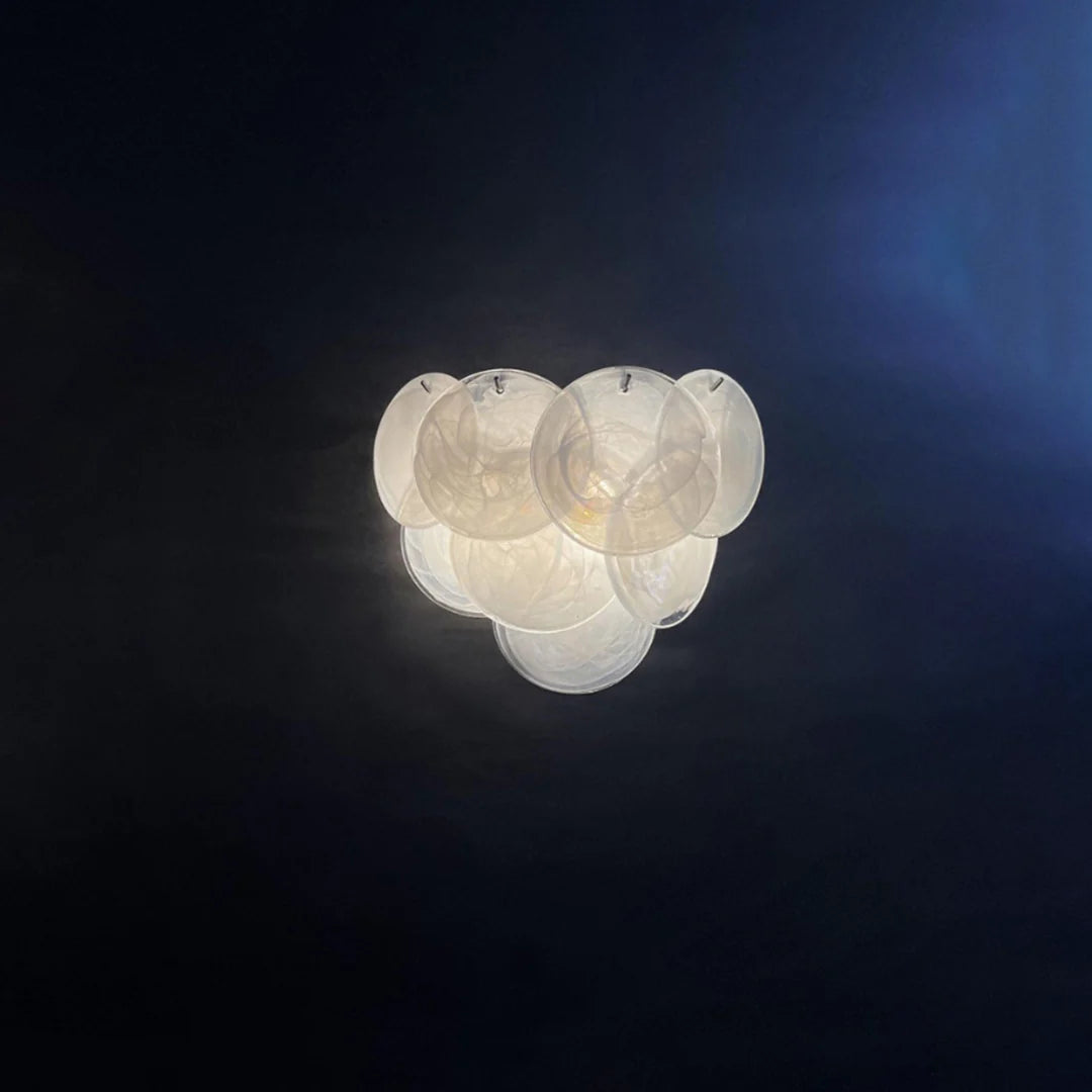 White Murano Disc Glass Wall Sconce - Nuvé