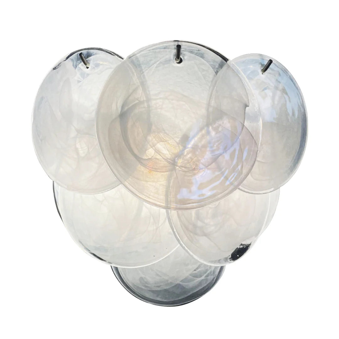 White Murano Disc Glass Wall Sconce - Nuvé