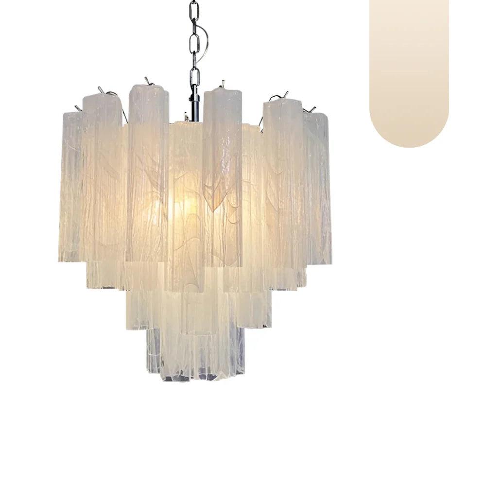 White Murano Glass Tube Chandelier - Nuvé