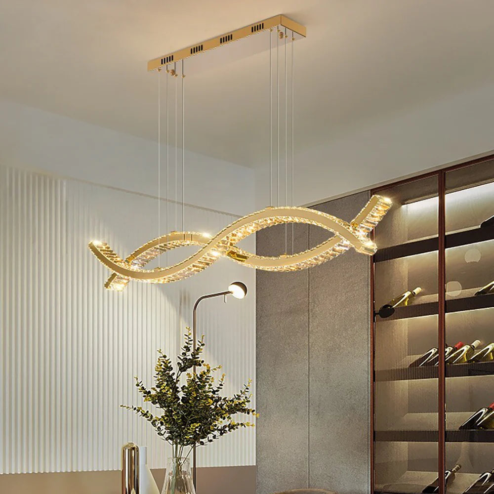 Gold Wave Crystal Chandelier - Nuvé