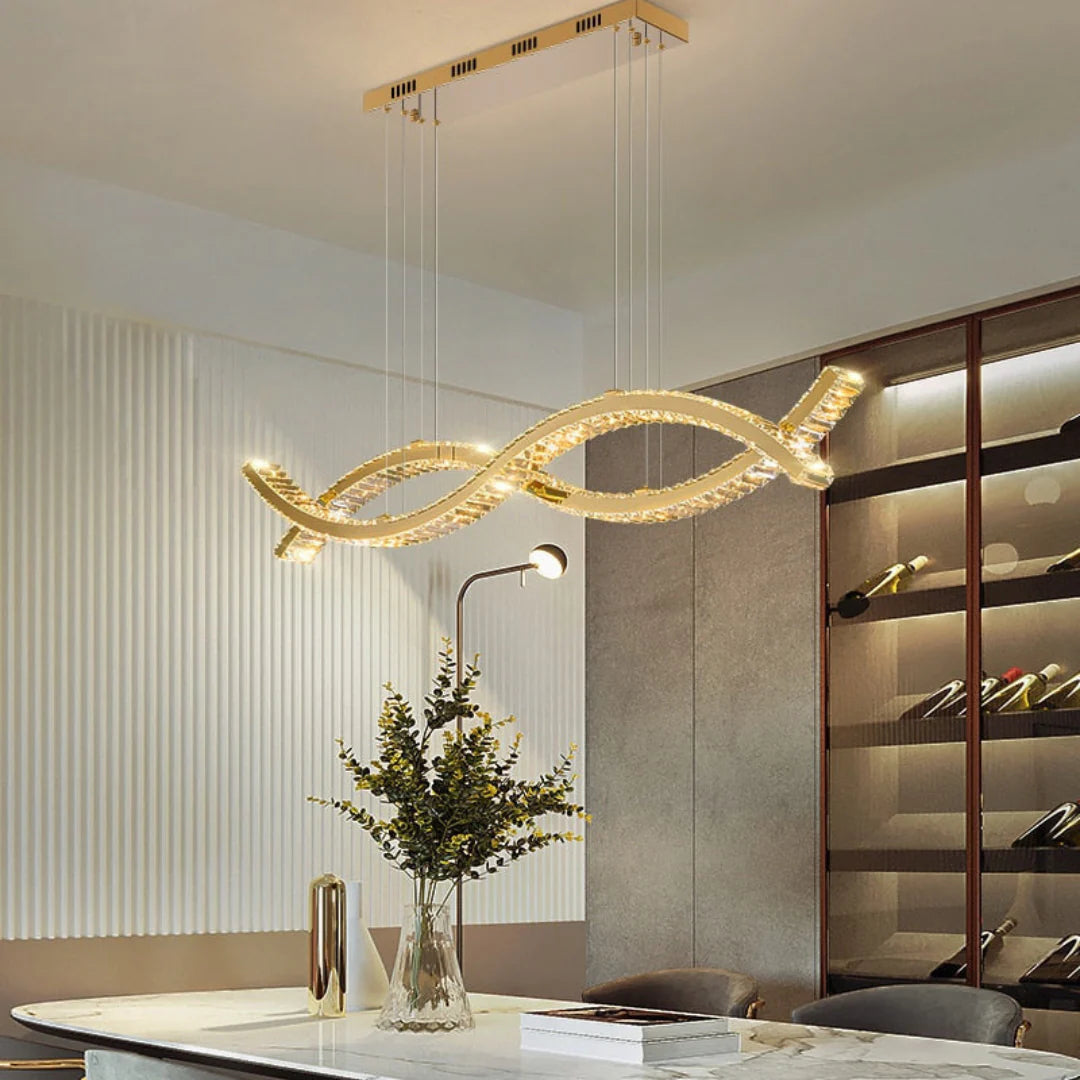 Gold Wave Crystal Chandelier - Nuvé