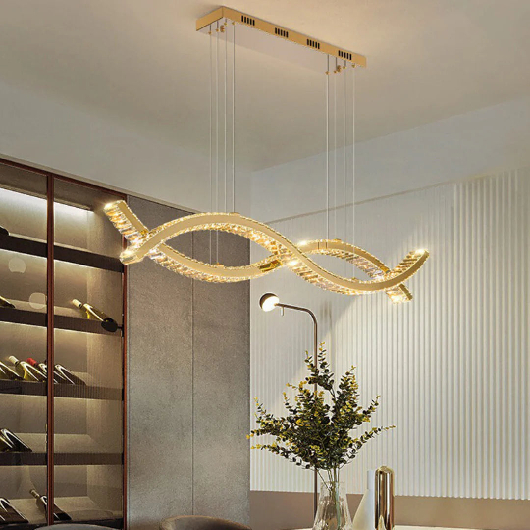 Gold Wave Crystal Chandelier - Nuvé