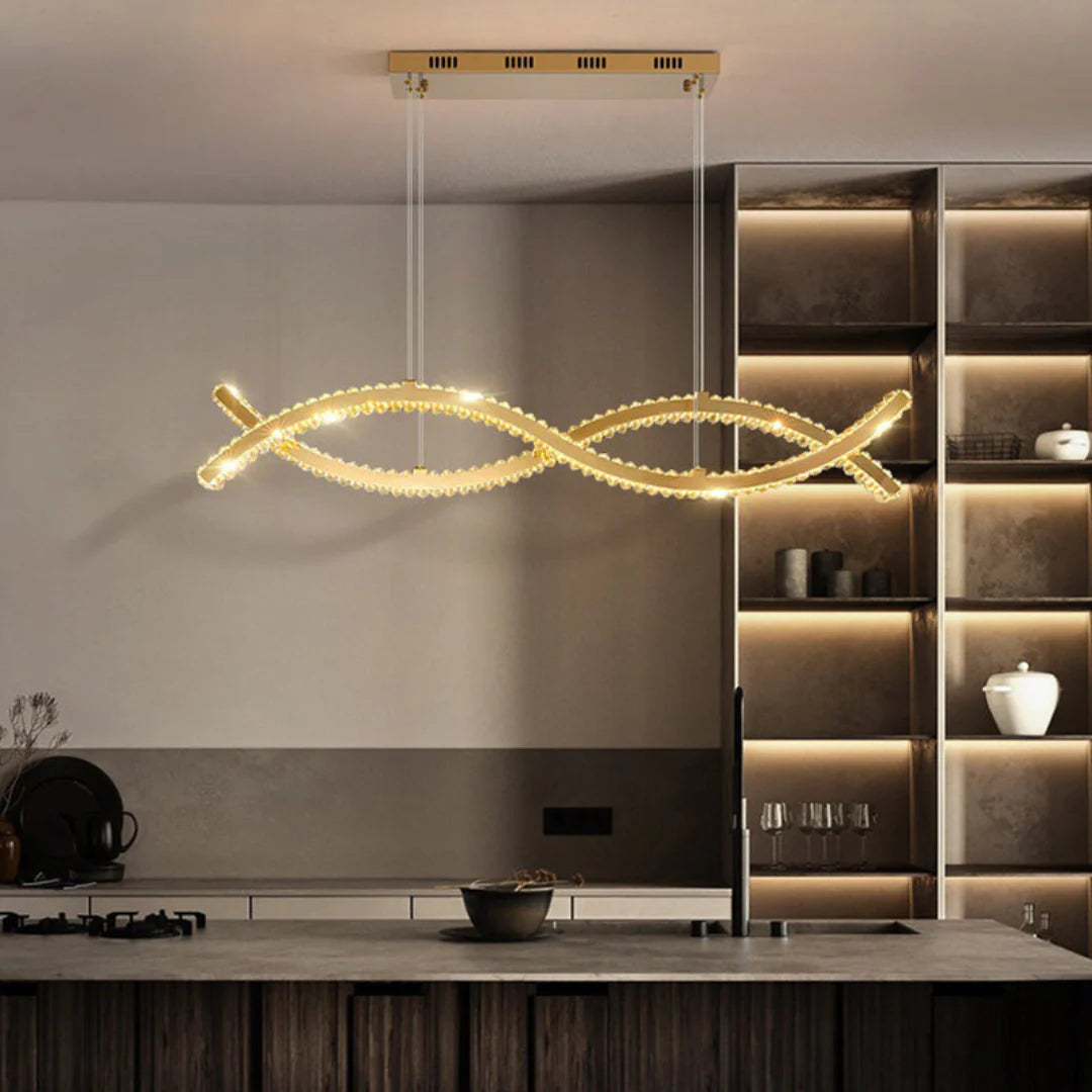 Gold Wave Crystal Chandelier - Nuvé