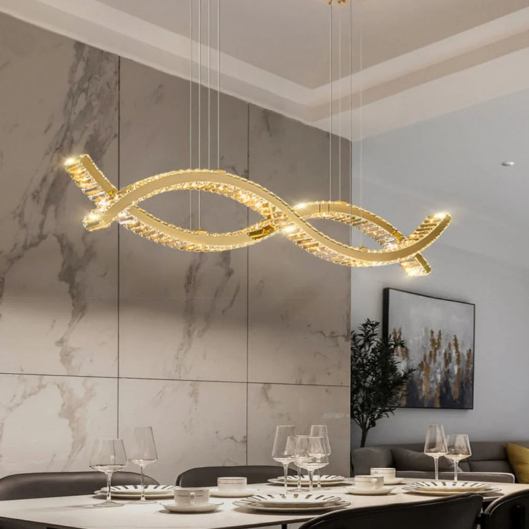 Gold Wave Crystal Chandelier - Nuvé