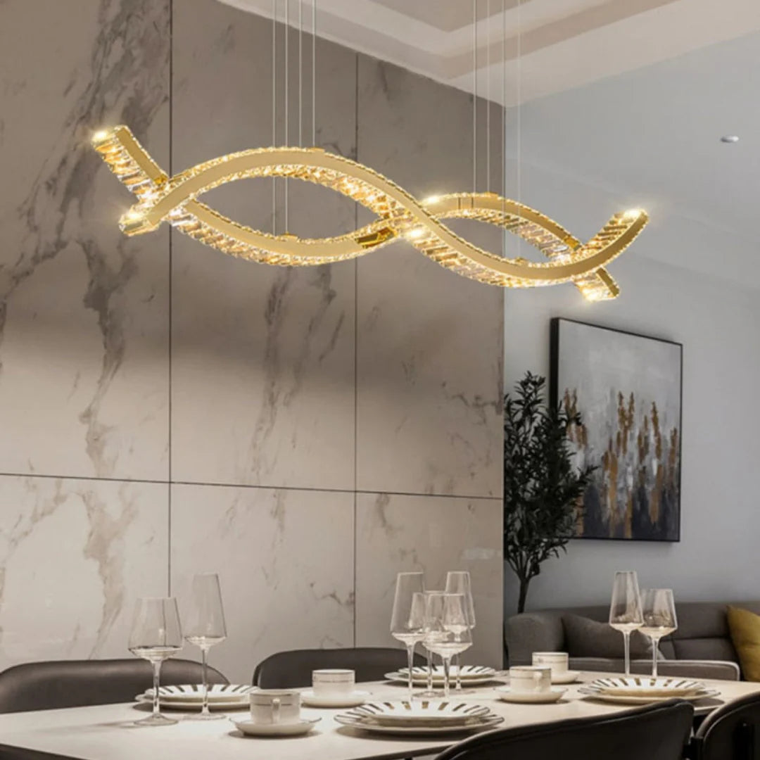 Gold Wave Crystal Chandelier - Nuvé
