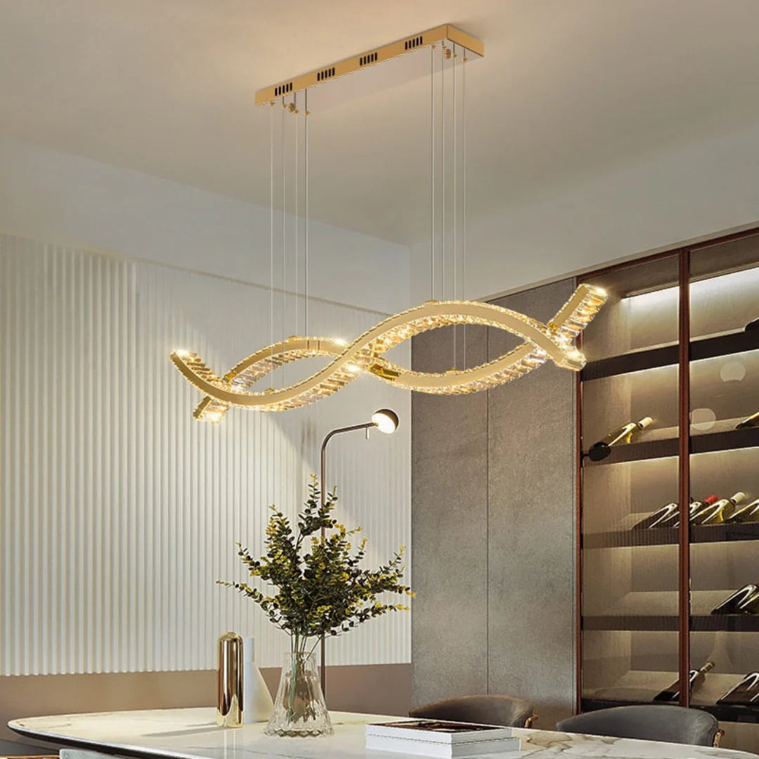 Gold Wave Crystal Chandelier - Nuvé