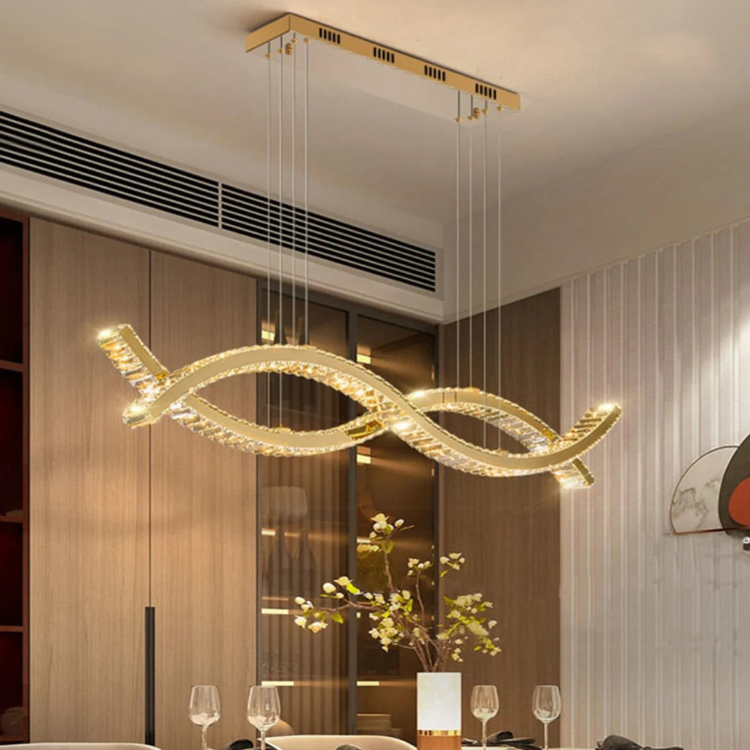 Gold Wave Crystal Chandelier - Nuvé
