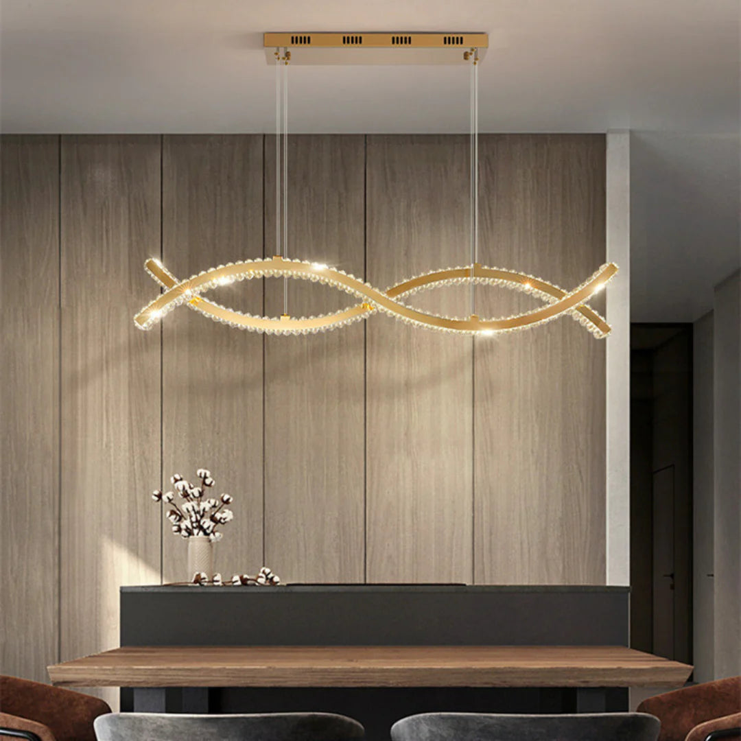 Gold Wave Crystal Chandelier - Nuvé