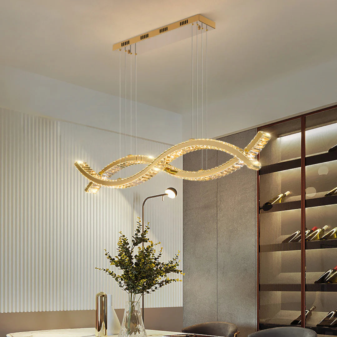 Gold Wave Crystal Chandelier - Nuvé