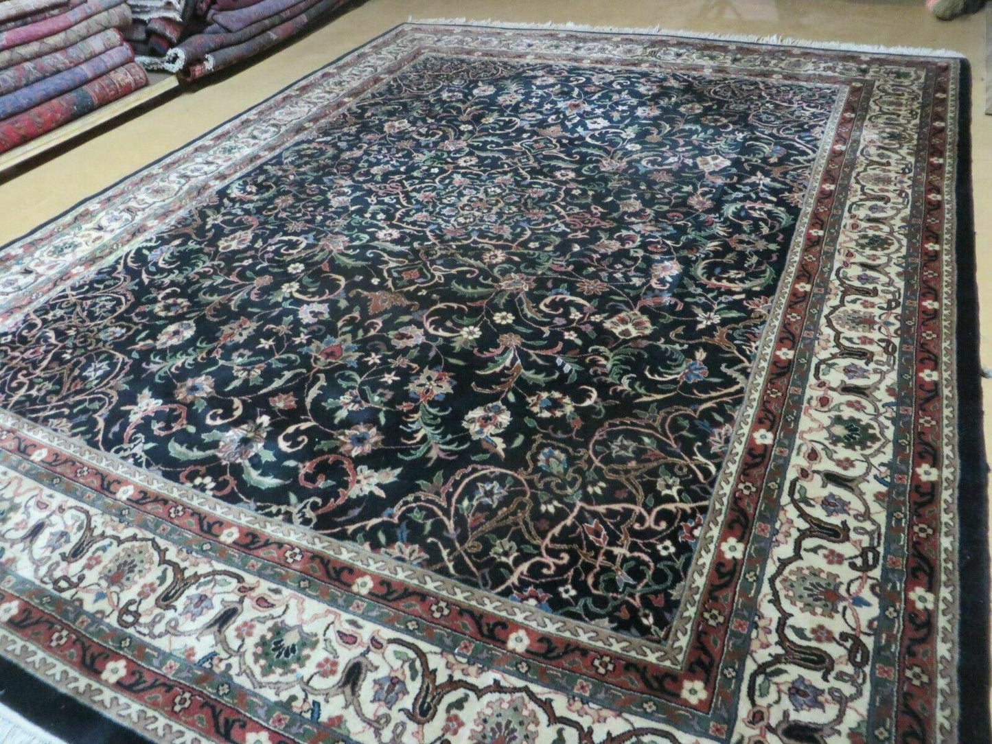 Indo Persian Rug 8x10, Wool Handmade Floral Carpet - Nuvé