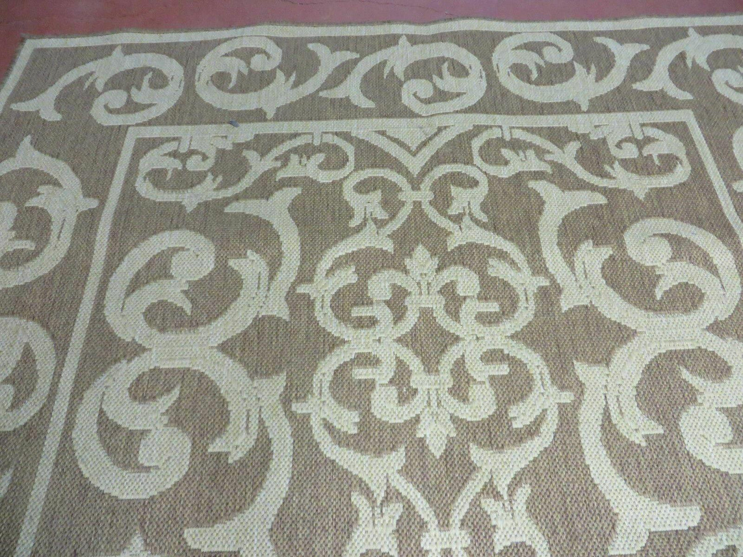 5' X 7' Machine Made Natural Fiber Jute Kilim Two Sided Rug Carpet Flat Weave Contemporary Design - Nuvé