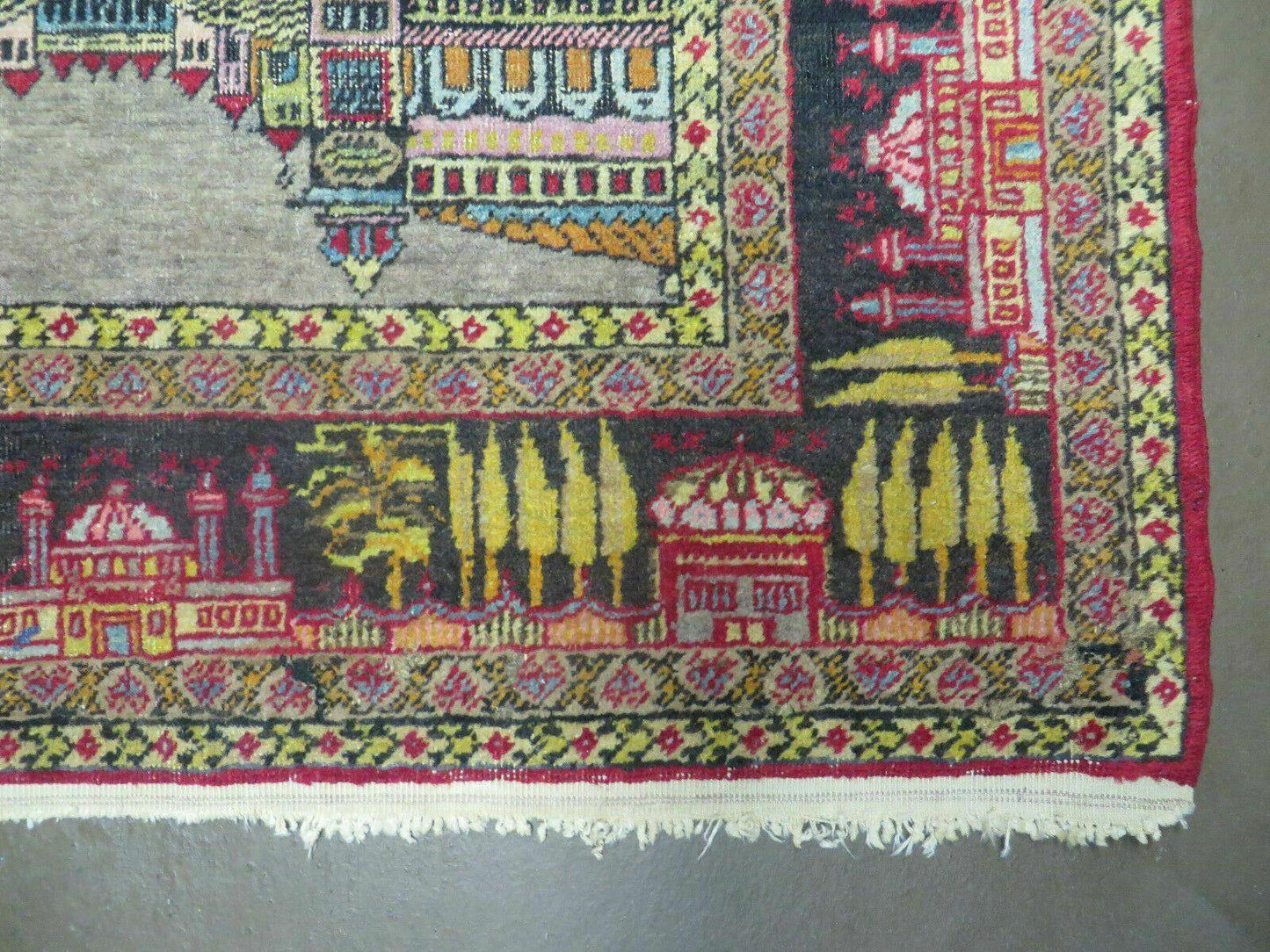 4' X 6' Antique 1920s Handmade Turkish Mehrab Design Wool Rug Lantern Beautiful - Nuvé