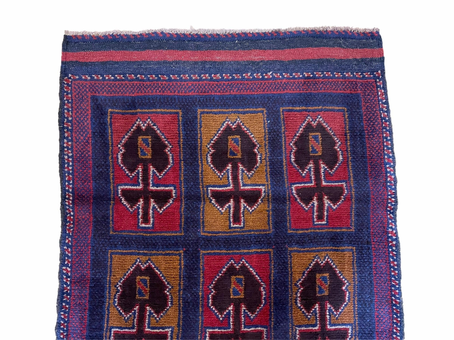 2' 9" X 4' 5" Vintage Handmade Tribal Wool Rug Balouchi Afghan Rug Blue Red 3x5 - Nuvé