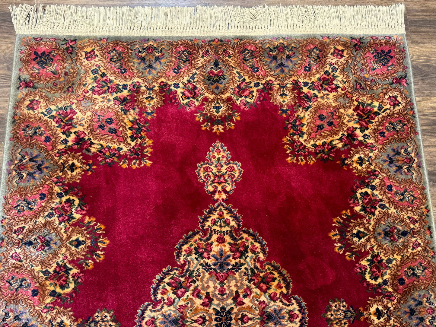 Karastan Rug 4x6 Red Medallion Kirman #762, Wool Vintage Original 700 Series - Nuvé