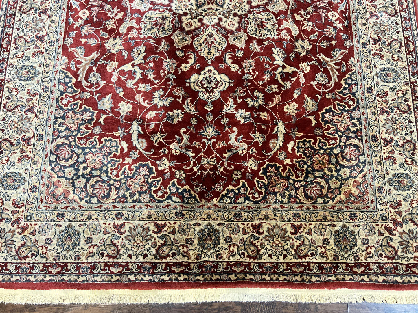 Couristan Rug 5.6 x 8, Floral Medallion, Dark Red Cream, Belgium Power Loomed Rug, Taj Mahal Rug, Vintage Oriental Wool Carpet - Nuvé