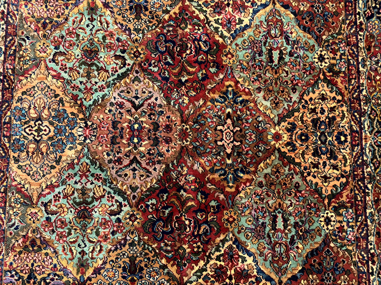 5.9 x 9 Karastan Rug Multicolor Panel Kirman #717, Original 700 Series, Wool - Nuvé