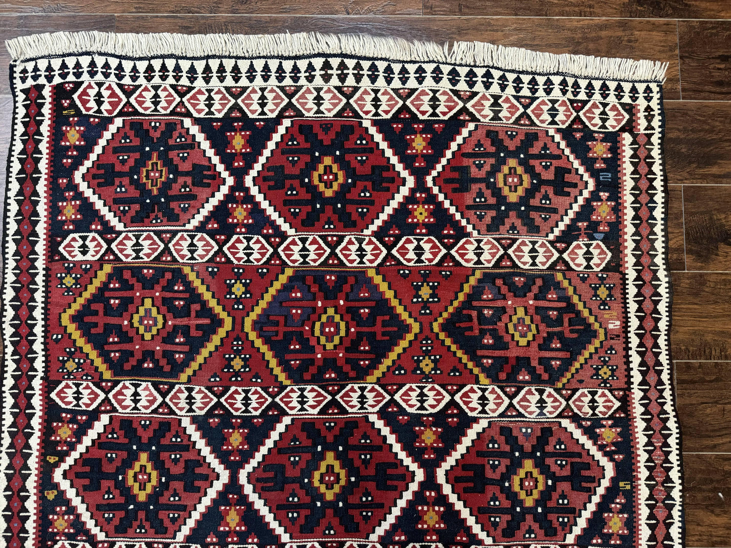 Caucasian Kilim Rug 5x7, Vintage Russian Flatweave Kilim Carpet, Tribal Bohemian Kilim Rug - Nuvé