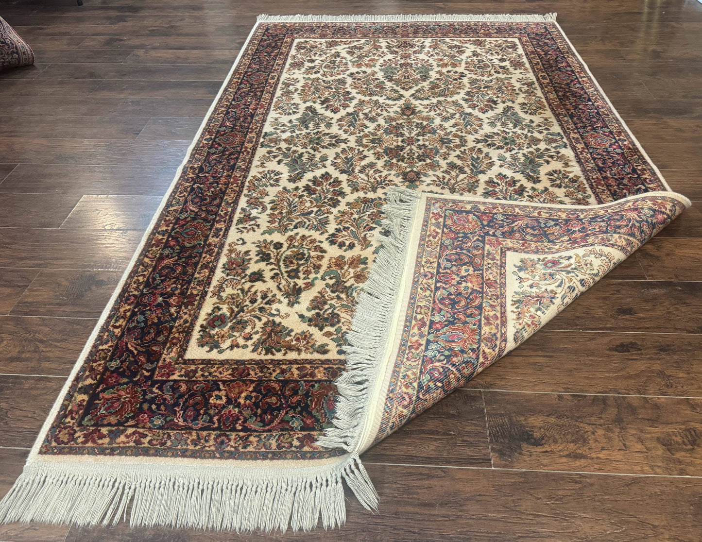 Karastan Rug 5.9 x 9, Ivory Sarouk #760, Wool Pile, Original 700 Series, Vintage - Nuvé