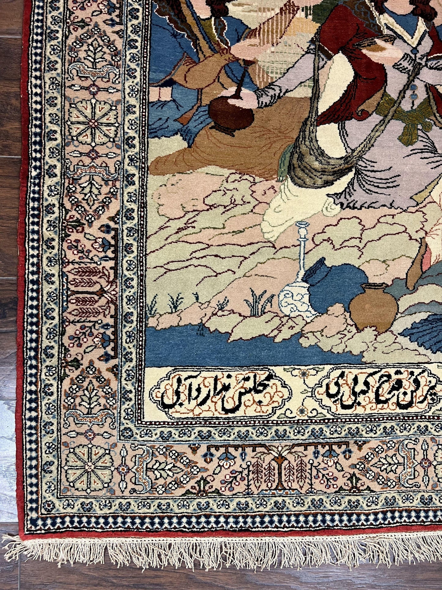 Vintage Persian Qum Pictorial Rug 5x7 - Wool & Silk - Nuvé