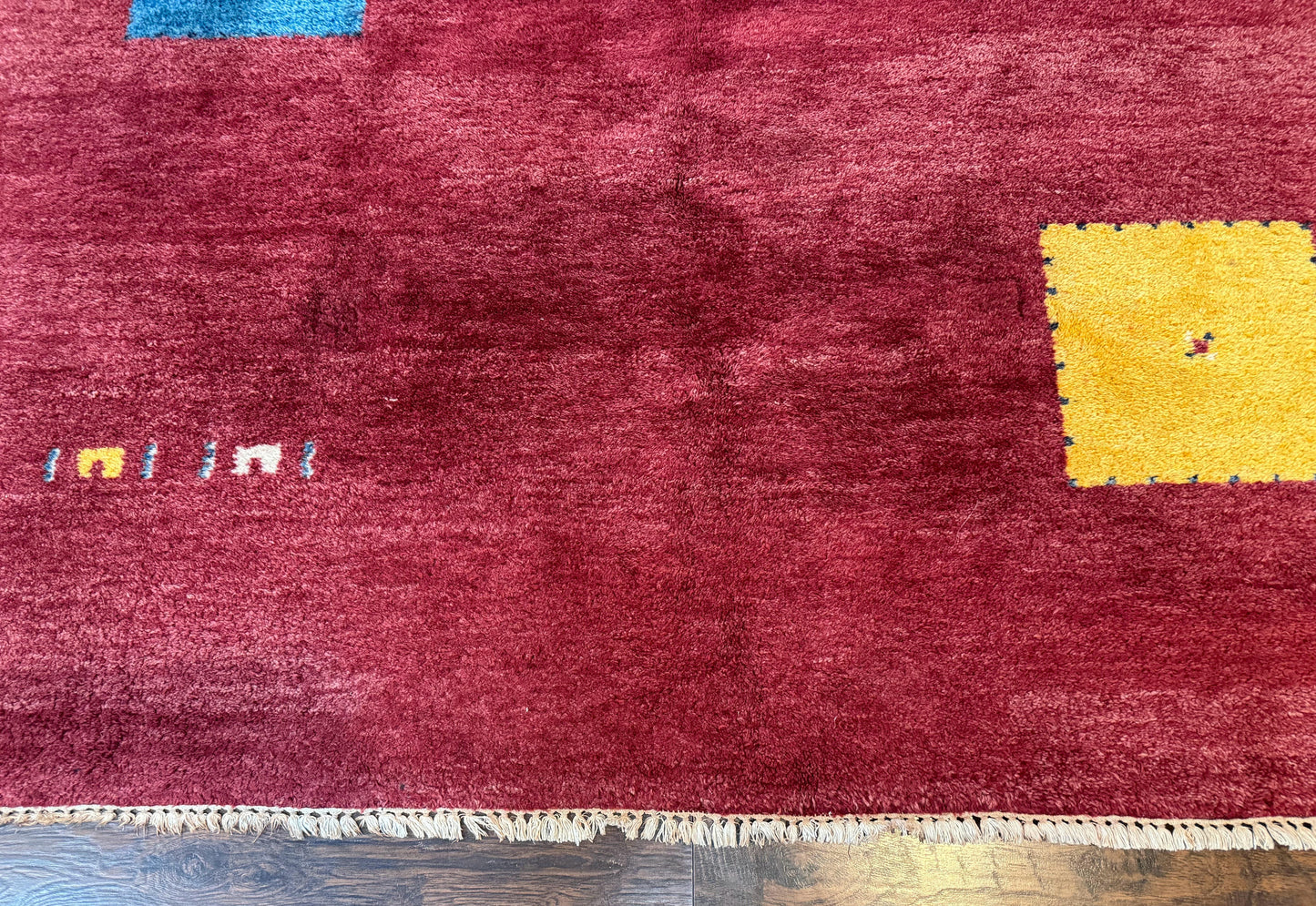 Modern Indo Persian Gabbeh Rug 7x10, Red, Tribal Area Rug - Nuvé